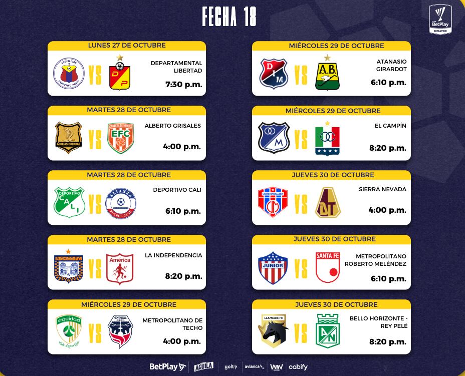 Liga BetPlay 2025 segundo semestre fecha 18