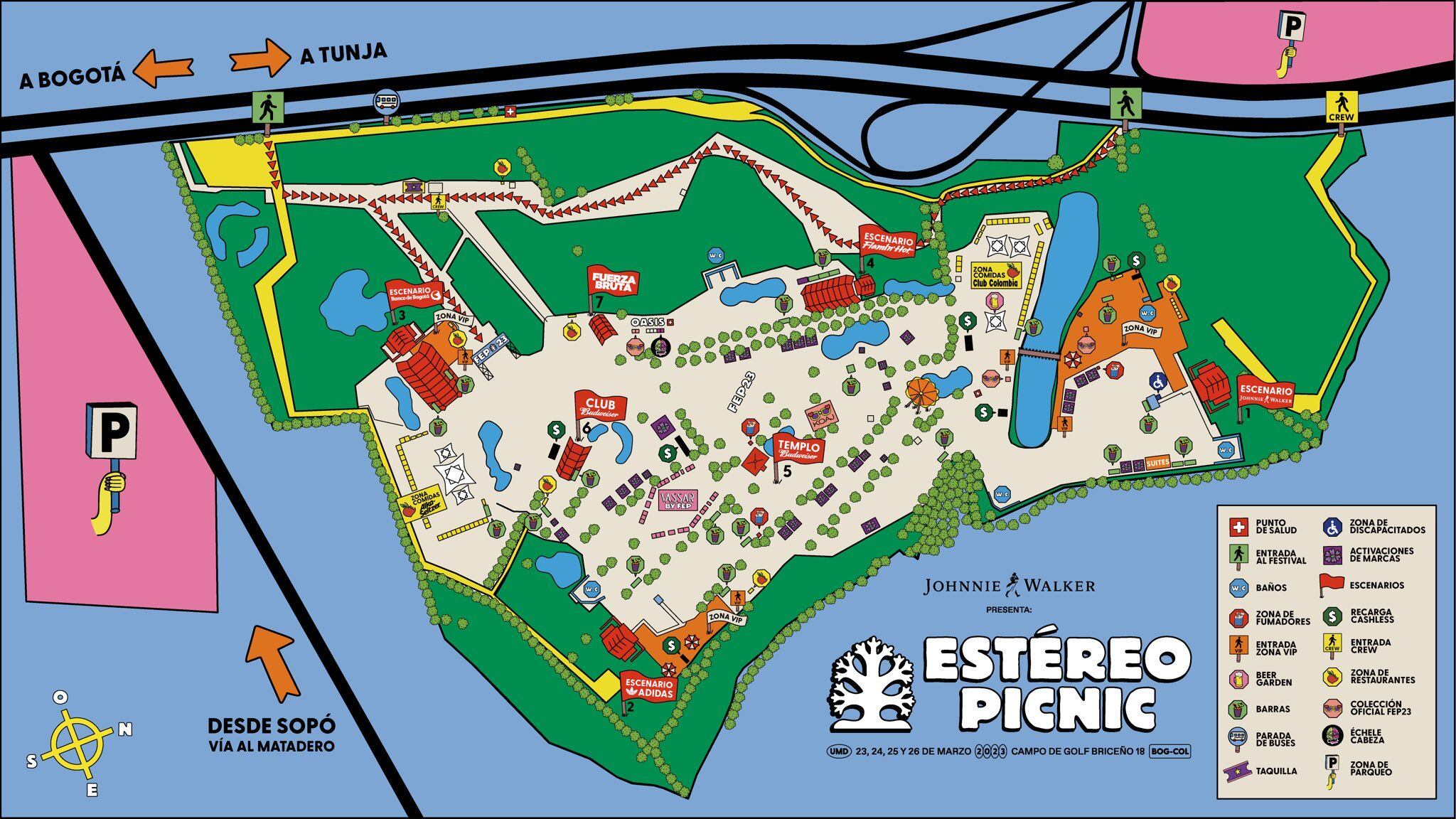 Este es el mapa Briceño 18 y de la disposición de escenarios del Festival Estéreo Picnic.