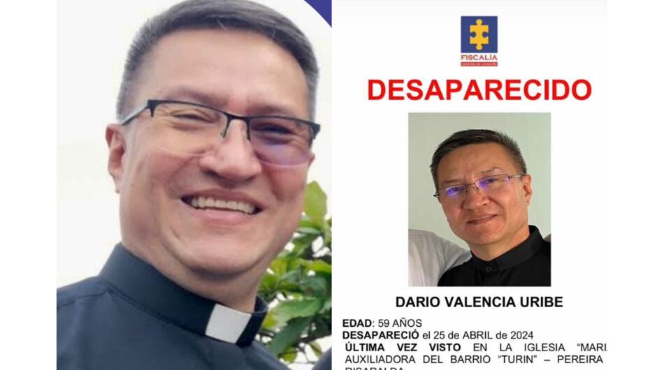 Sacerdote Darío Valencia Uribe, desaparecido en Pereira.