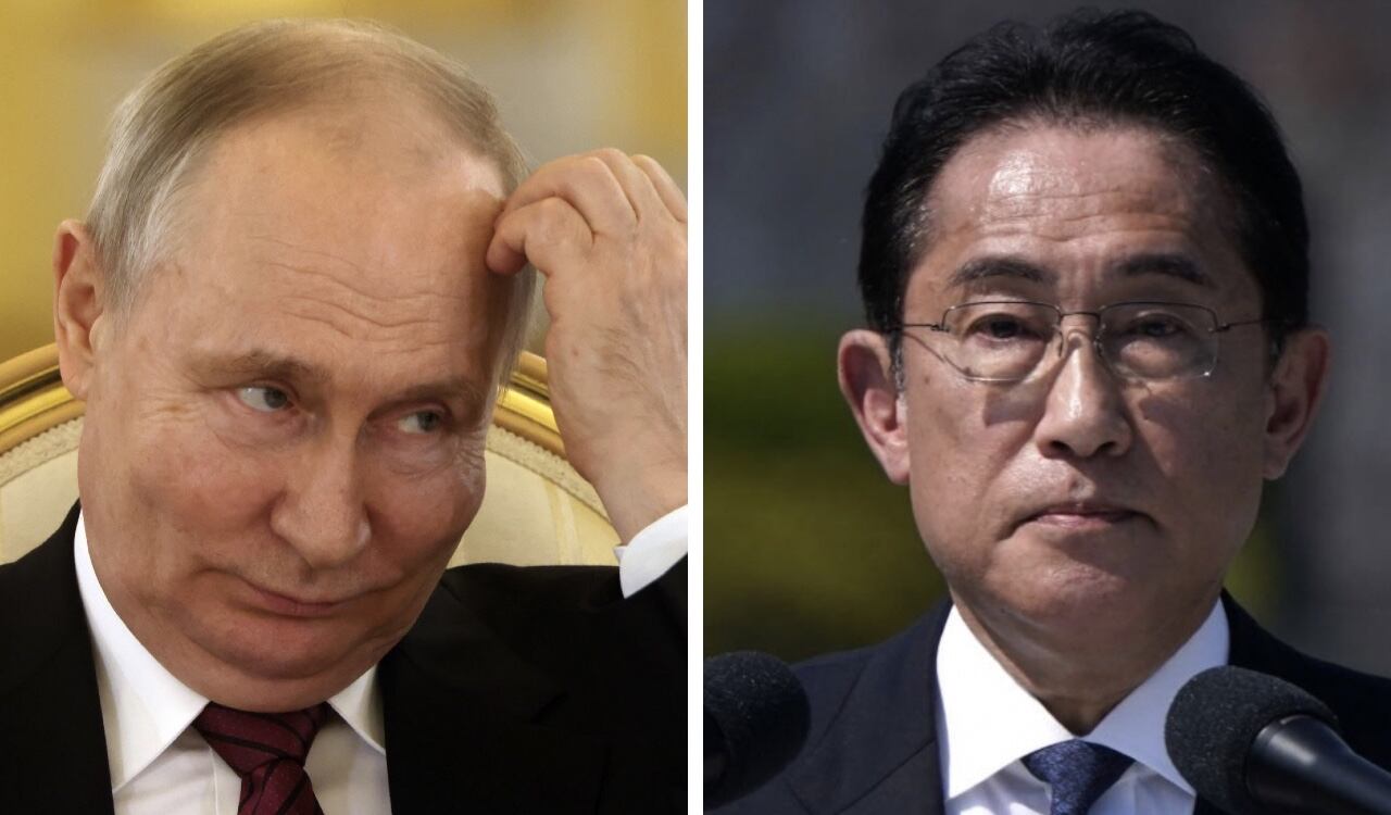El presidente de Rusia, Vladimir Putin y el primer ministro de Japón, Fumio Kishida