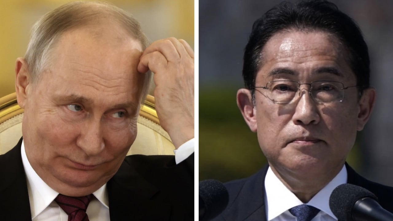 El presidente de Rusia, Vladimir Putin y el primer ministro de Japón, Fumio Kishida