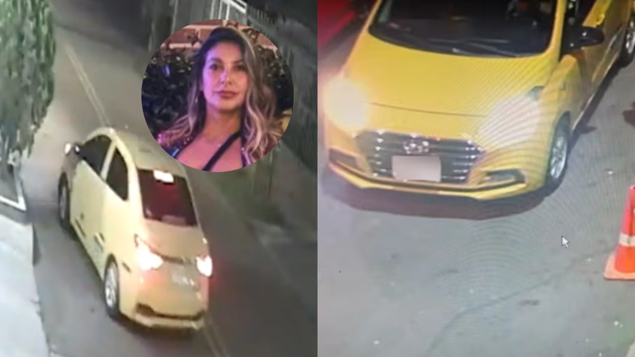 Diana Ospina y el taxi en el que se subió antes de desaparecer.