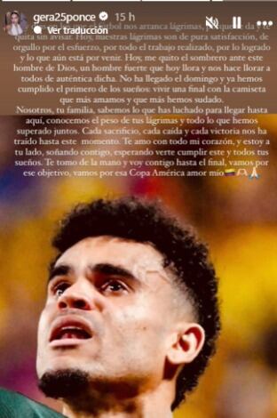 Mensaje de la esposa de Luis Díaz