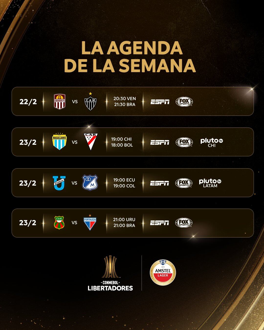 La programación de esta semana en la Copa Libertadores