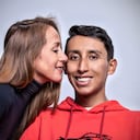 Flor Marina Gómez y Egan Bernal.
Chía-Cundinamarca Febrero 15 de 2022.
Foto: Juan Carlos Sierra-Revista Semana.
