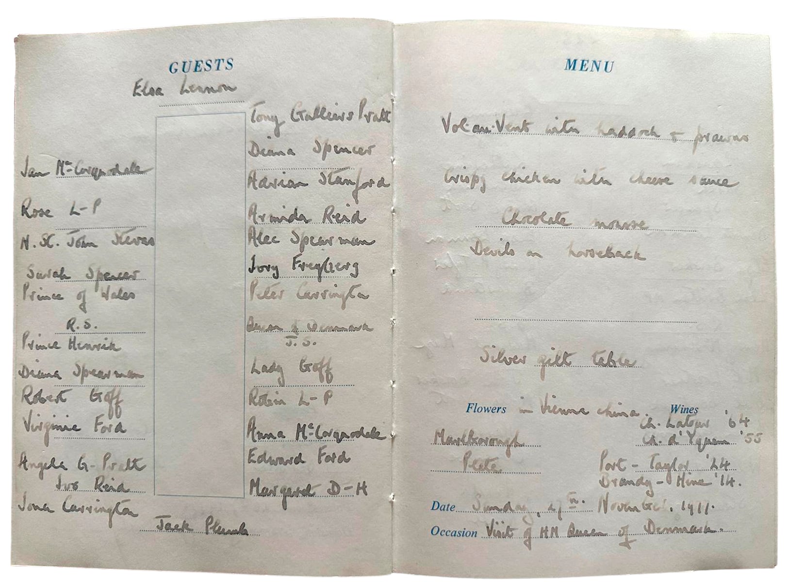 Registrados con entusiasmo: los detalles de la cena principal en Althorp durante el histórico fin de semana de 1977 en que se conocieron el príncipe Carlos y Diana.
