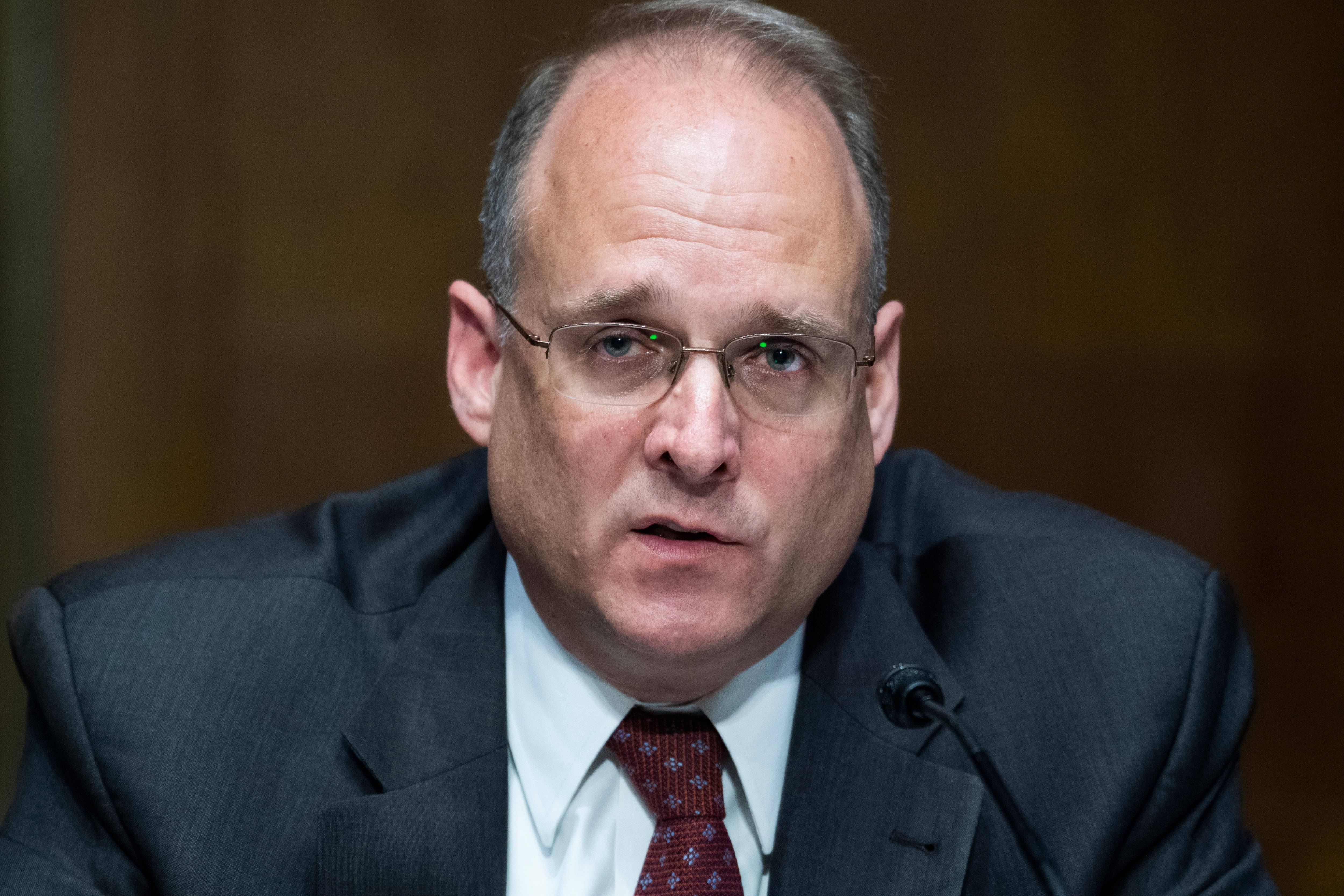 UNITED STATES - JULY 21: Marshall Billingslea, nominee to be under secretary of state for arms control and international security, testifies during his Senate Foreign Relations Committee confirmation hearing in Dirksen Building on Tuesday, July 21, 2020. (Photo By Tom Williams/CQ-Roll Call, Inc via Getty Images)