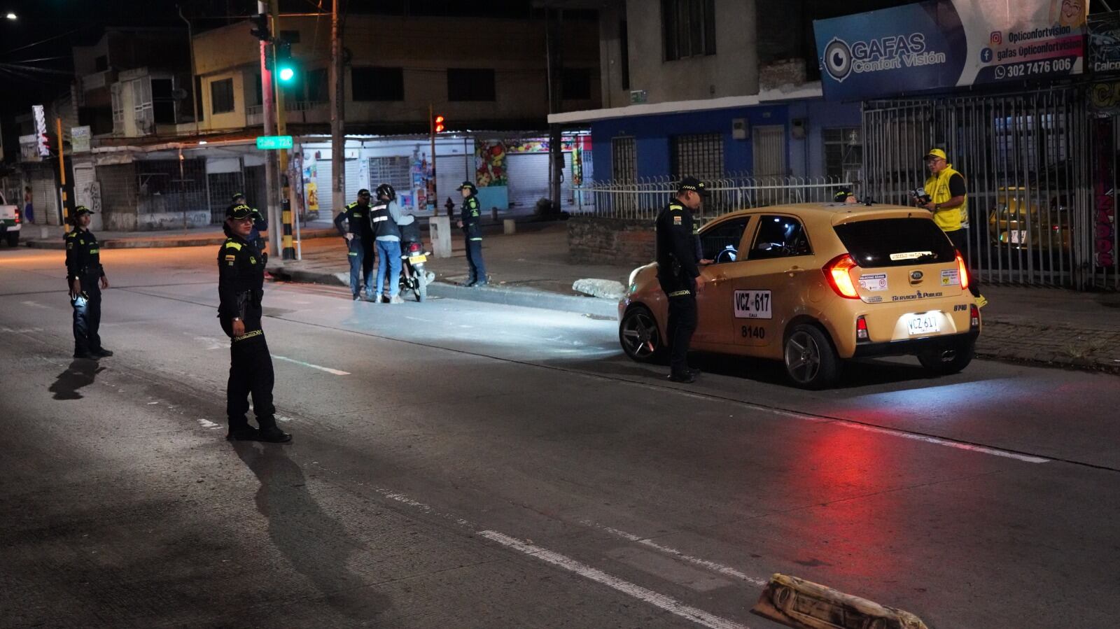 Imagen del un control de la Policía Nacional durante la noche de Navidad.