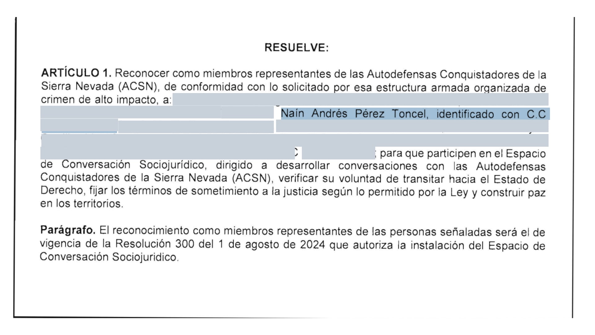 Esta es la resolución que el Gobierno Petro emitió para beneficiar a Pérez Toncel con la paz total.