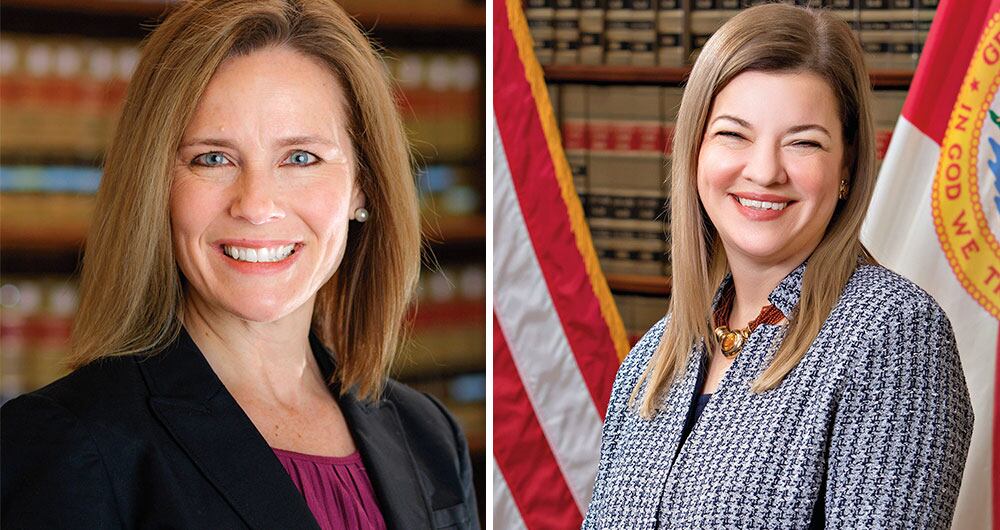 Amy Coney Barrett, jueza federal, y Barbara Lagoa, jueza de la Corte de Apelaciones. 