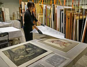 Dos obras del maestro Fernando Botero, que murió en la mañana de hoy, reposan en las instalaciones del museo La Tertulia. 15 de sep de 2023. Foto Jorge Orozco / El País.