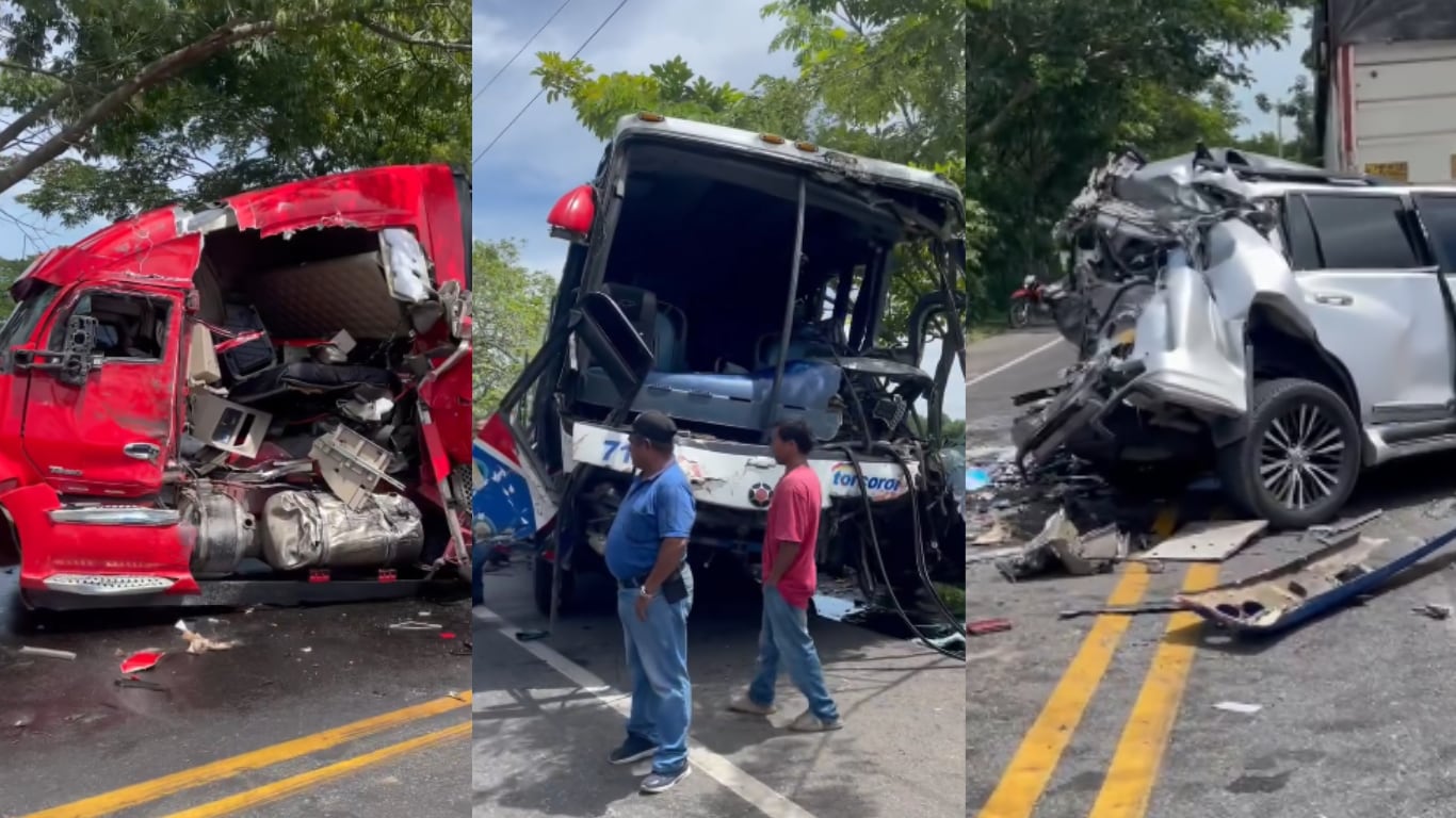 Una camioneta que transitaba por la zona también resultó afectada.