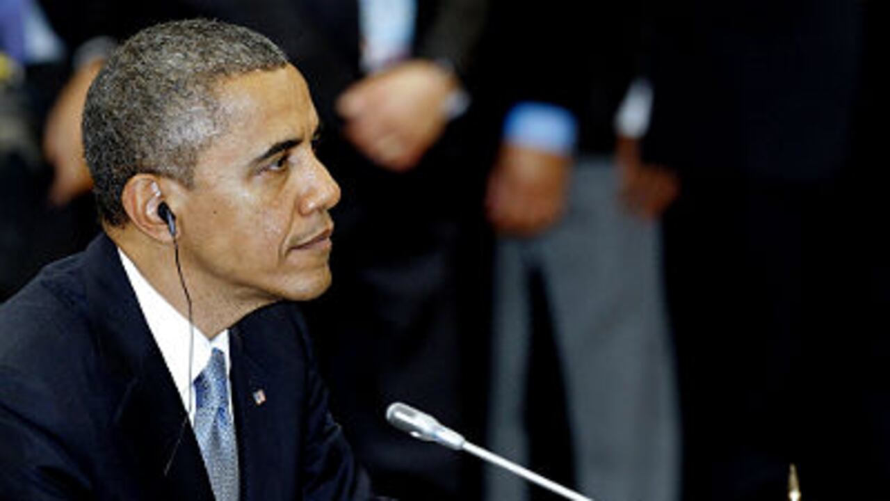 El presidente de Estados Unidos Barack Obama durante la 4ª reunión de la Asociación de Naciones del Sudeste Asiático (ASEAN) y EE.UU. en Phnom Penh (Camboya)