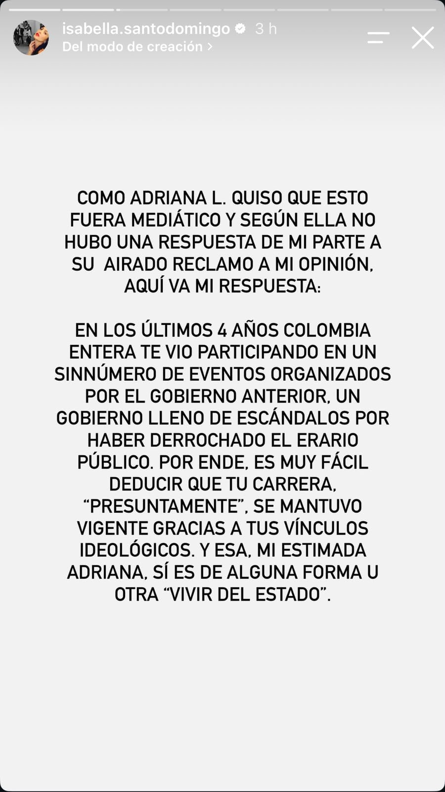 Isabella Santo Domingo contra Adriana Lucía