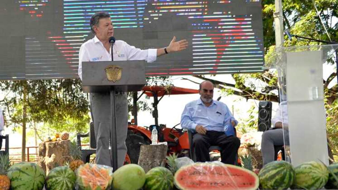 El presidente Juan Manuel Santos durante la sanción de la Ley de Zidres, en Orocué (Casanare)