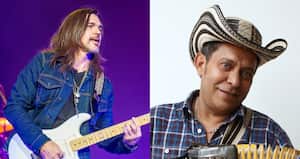 De izquierda a derecha: Juanes y Egidio Cuadrado.