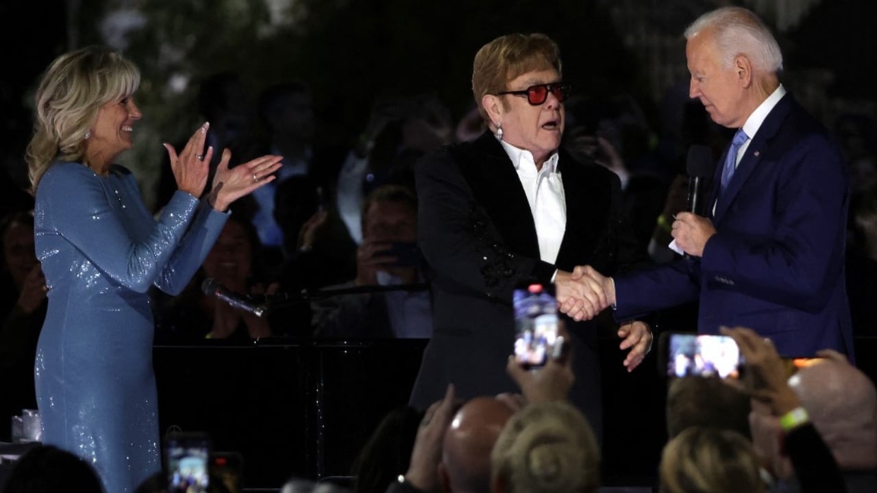 Elton John hizo un concierto en la Casa Blanca.
