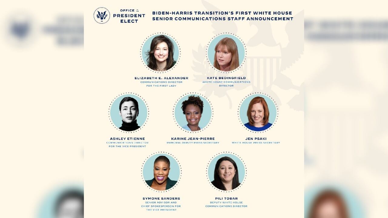 Biden elige equipo de prensa de Casa Blanca compuesto solo por mujeres