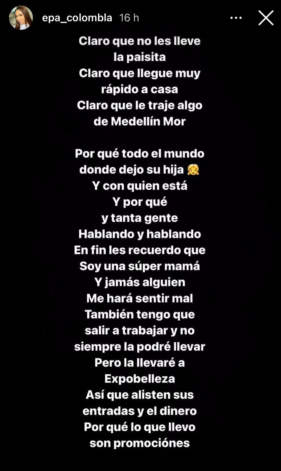 Epa Colombia se enfrenta a los que afirman que no es una buena madre.