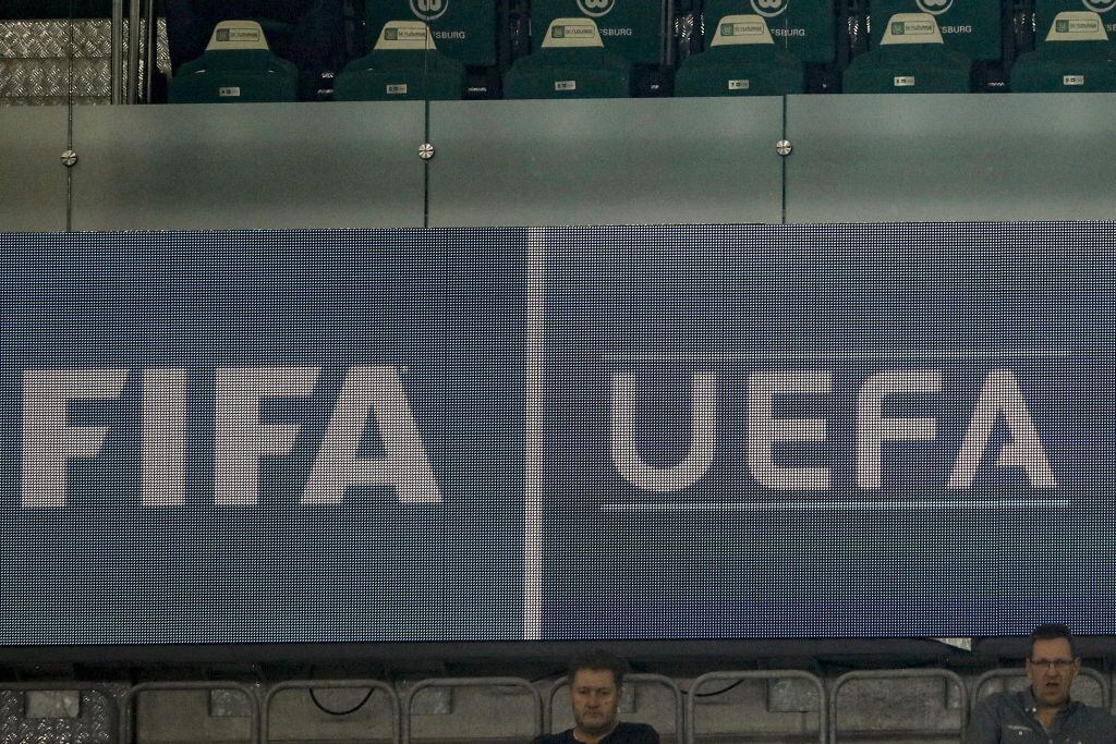Junta de la FIFA y la UEFA durante el partido amistoso internacional entre Alemania y Japón en el Volkswagen Arena el 9 de septiembre de 2023 en Wolfsburg, Alemania (Foto de ANP vía Getty Images)