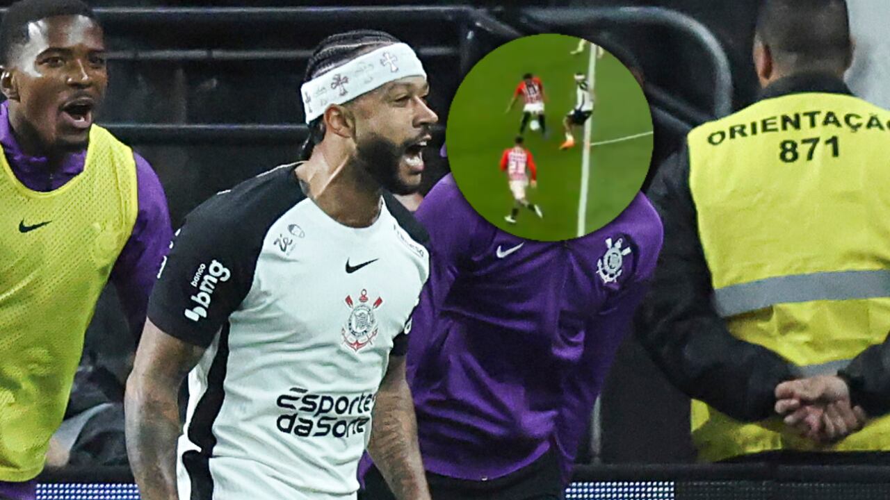 Acción de Memphis Depay con caño incluido acabó en golazo en Brasil.