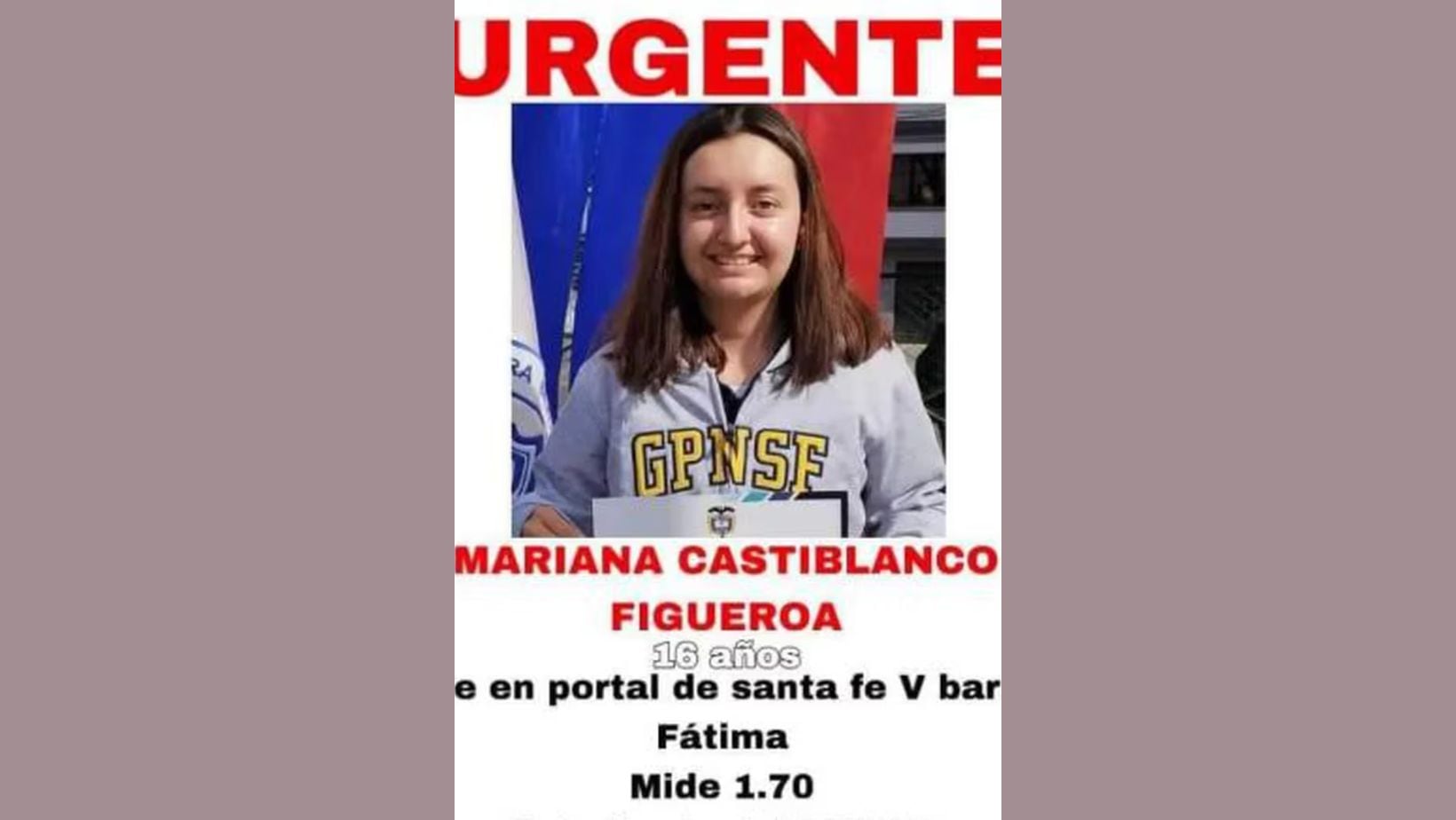 Mariana Castiblanco se encuentra desaparecida.  La familia solicita la ayuda de la comunidad para encontrarla.
Foto: redes sociales de la familia