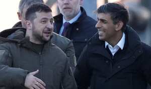 Rishi Sunak, presidente de Reino Unido y Volodimir Zelenski, presidente de Ucrania en una reunión bilateral