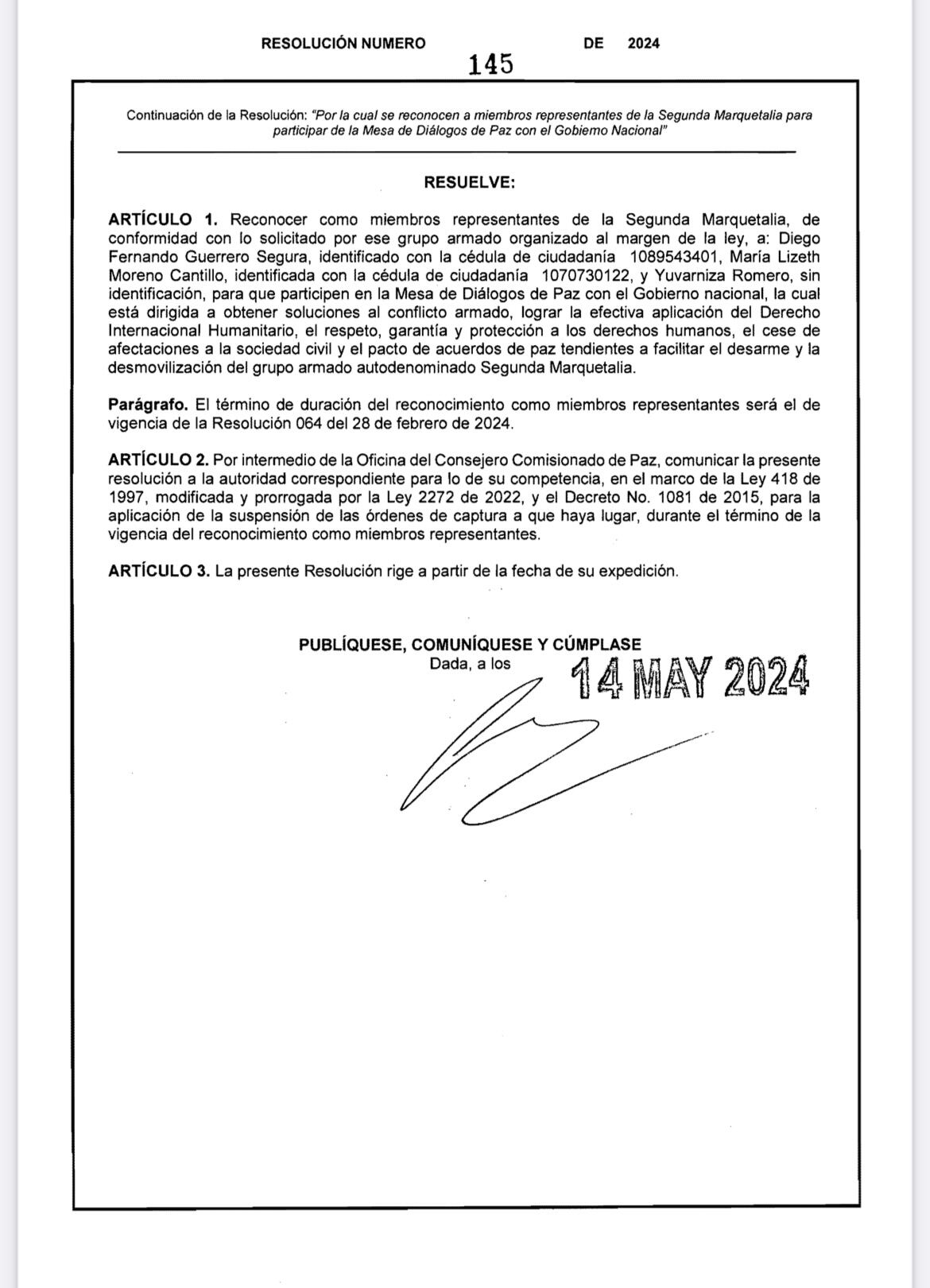Documento Presidencia
