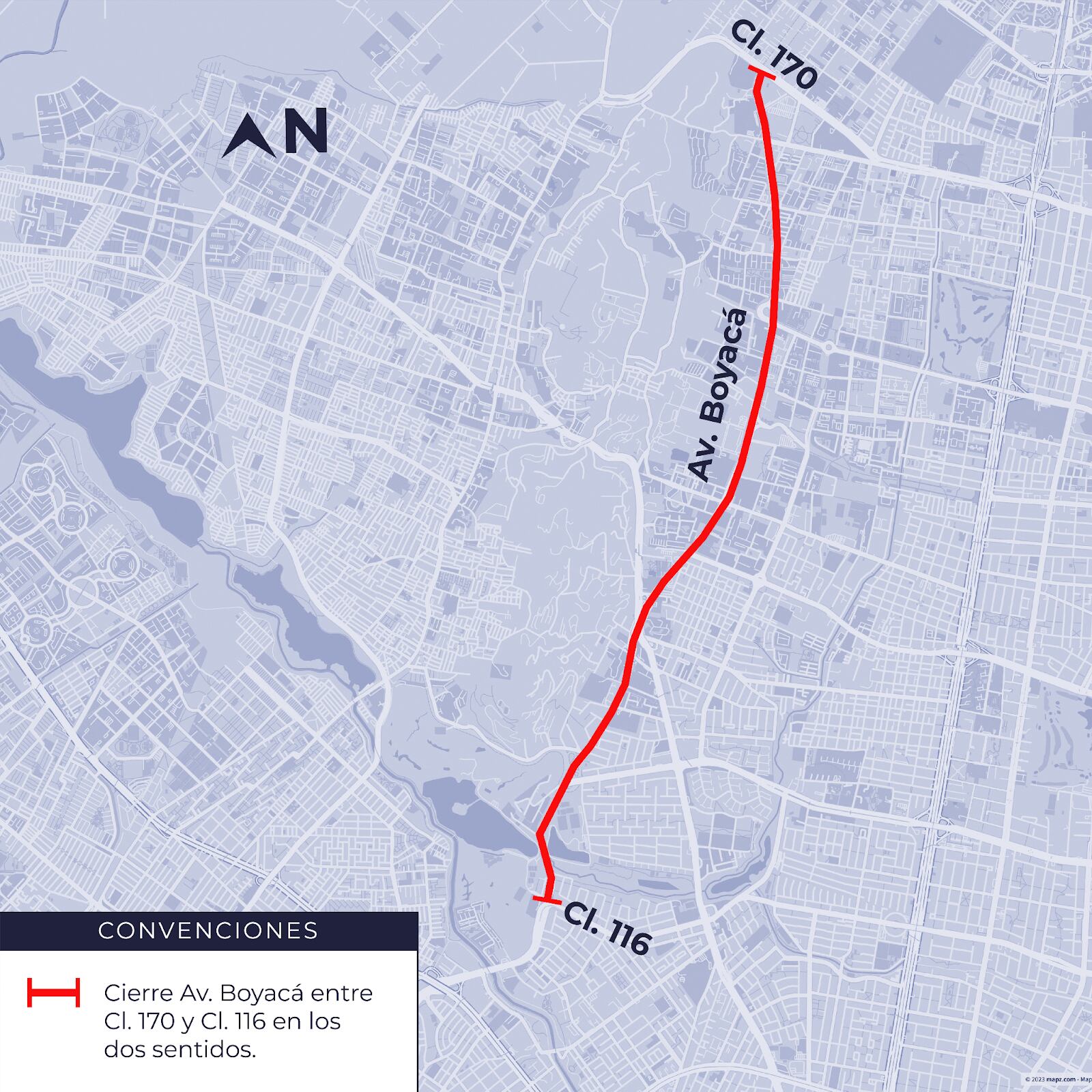 Cierre en la avenida Boyacá para el desfile del 20 de julio.