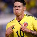Colombia�s James Rodriguez celebrates his goal during the international friendly football match between Colombia and Guatemala at Red Bull Arena in Harrison, New Jersey, on September 24, 2022. (Photo by Andres Kudacki / AFP)