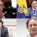 Arriba de izquierda a derecha: Andrés Pastrana y el presidente Petro/Abajo: Nicolás Petro y Juan F. Petro.