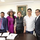 Radican ponencia de Reforma Pensional del Gobierno Petro. En la foto, ministra del Trabajo, presidente de Colpensiones y senadores ponentes.