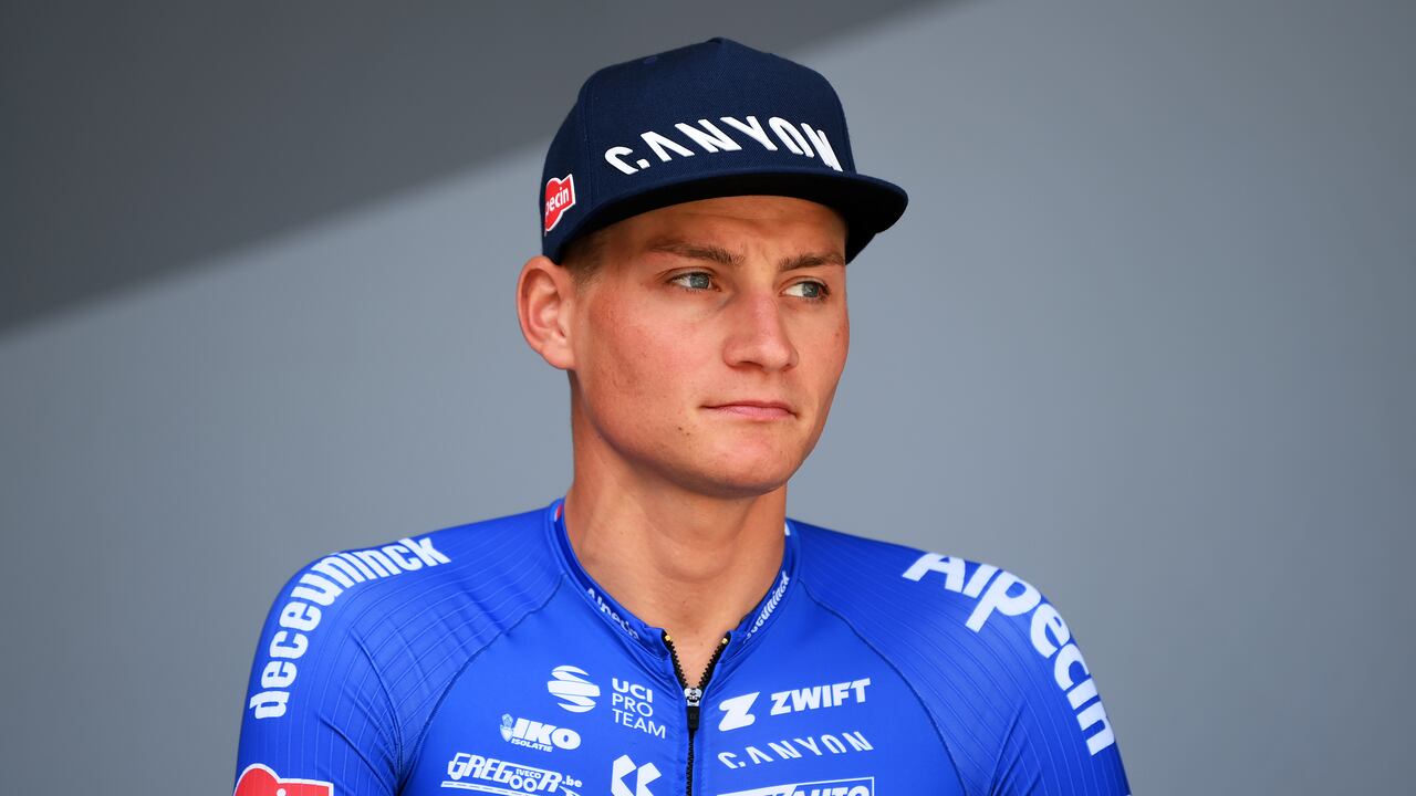 LONGWY, FRANCE - JULY 07: Mathieu Van Der Poel of Netherlands and Team Alpecin-Fenix during team presentation prior to the the 109th Tour de France 2022, Stage 6 a 219,9km stage from Binche to Longwy 377m / #TDF2022 / #WorldTour / on July 07, 2022 in Longwy, France. (Photo by Alex Broadway/Getty Images)