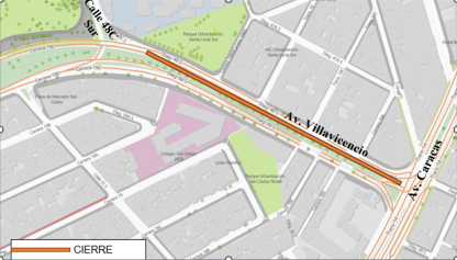 Cierres en la av. Villavicencio entre av. Caracas y calle 48C sur por obras en la malla vial