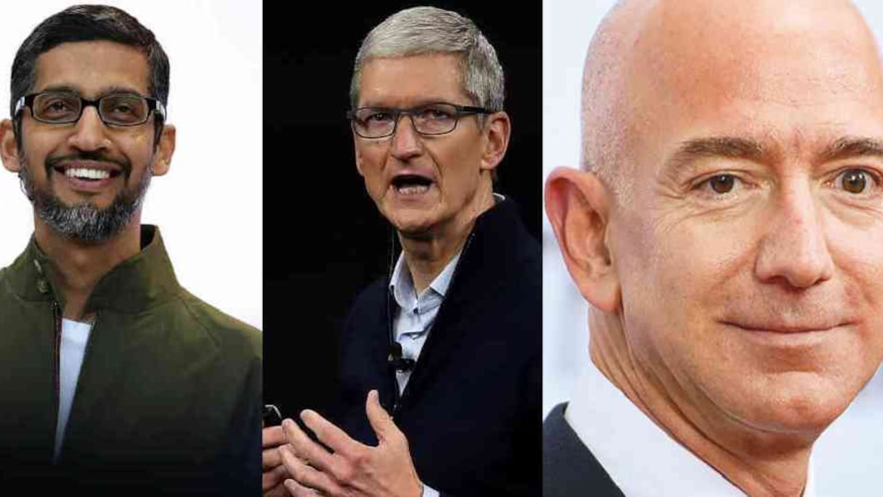 Sundar Pichai, Tim Cook y Jeff Bezos.