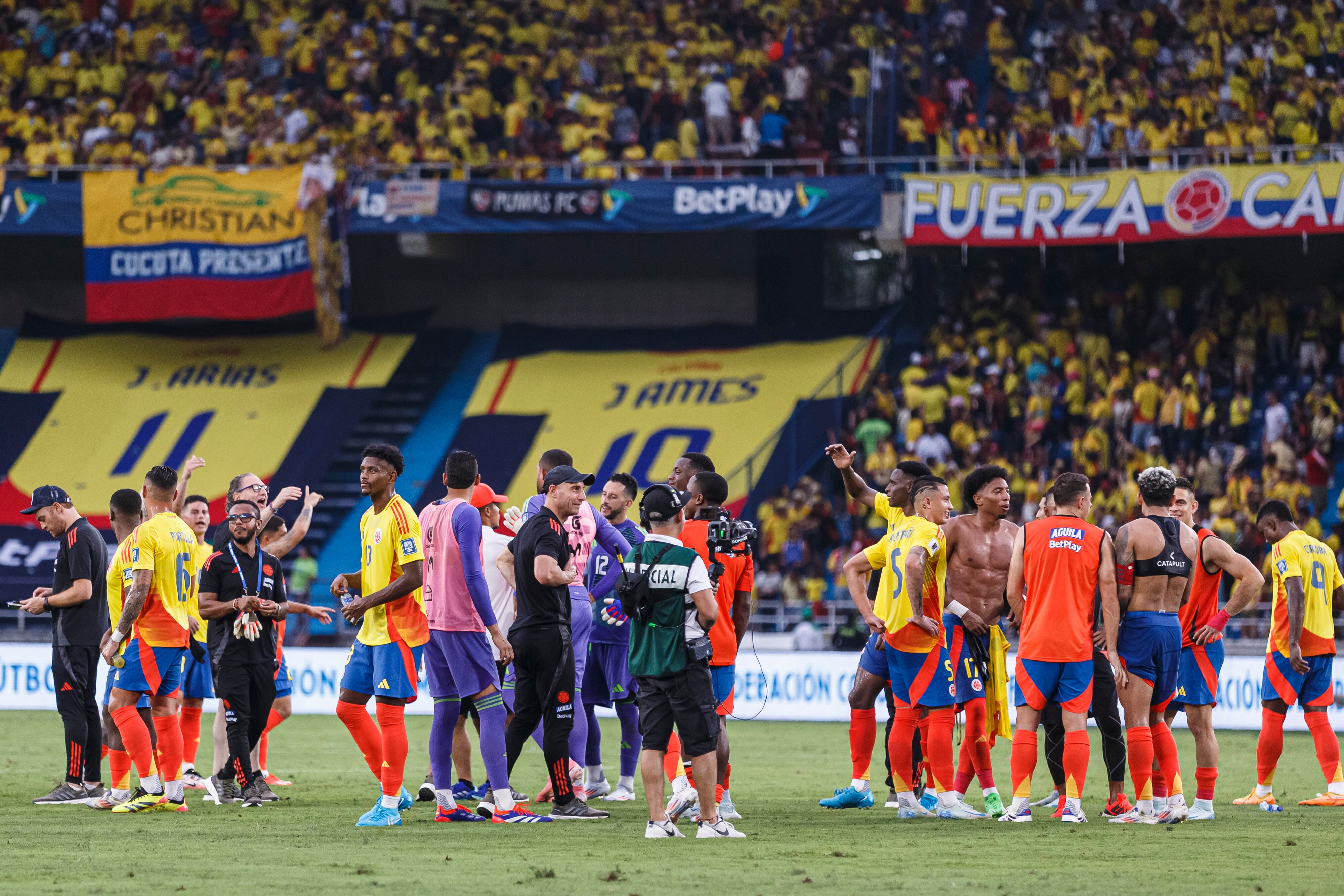 Selección Colombia al término de un juego de Eliminatorias en Barranquilla