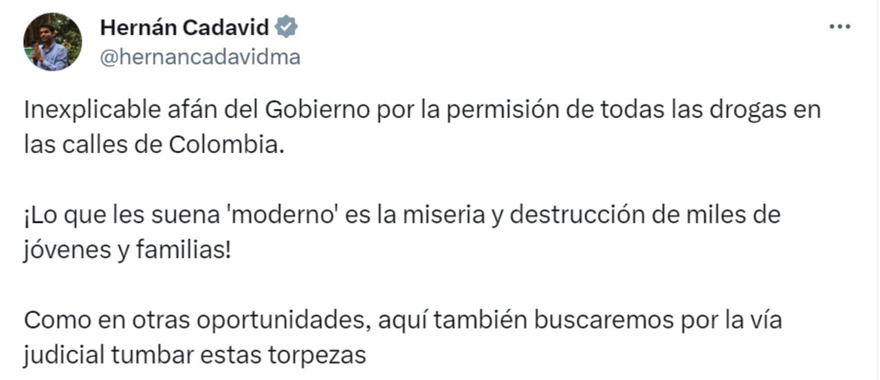 El Representante Hernán Cadavid anunció medidas frente a la derogación del Decreto 1844 de 2018.