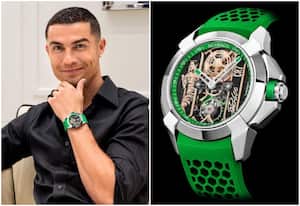 Cristiano Ronaldo, posando con un reloj en homenaje a él.