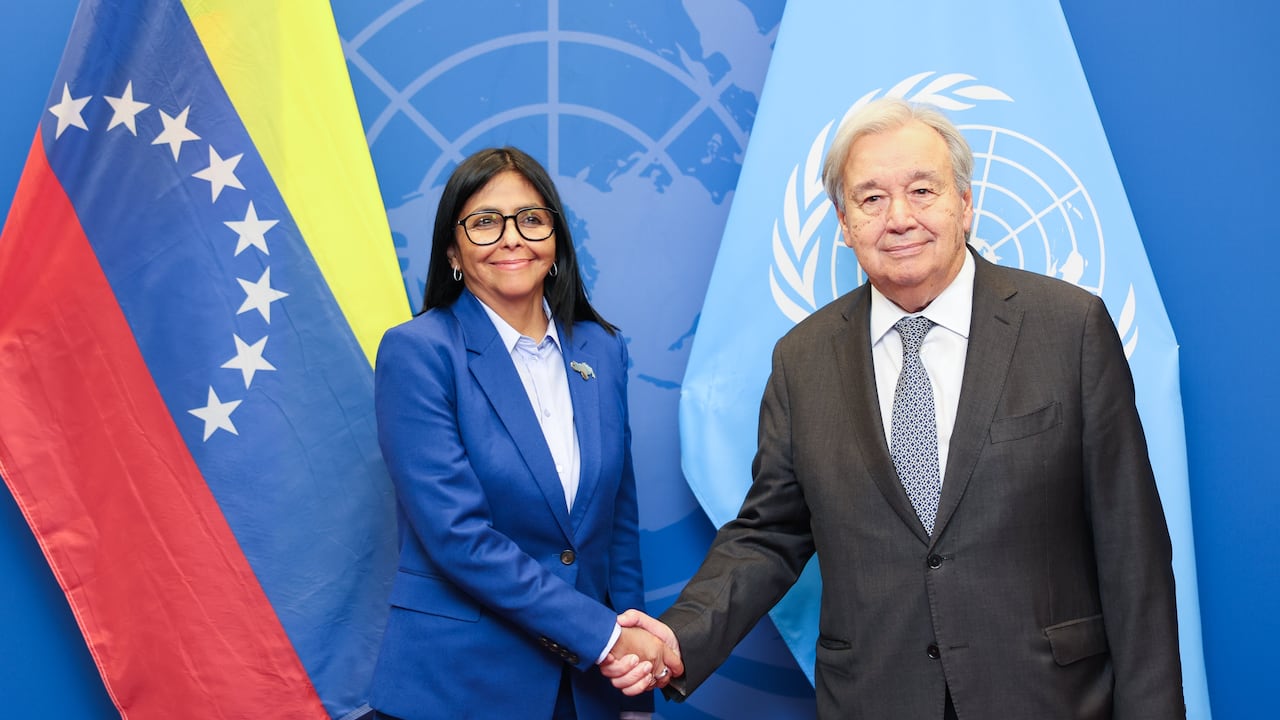 Delcy Rodríguez y Antonio Guterres
