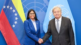 Delcy Rodríguez y Antonio Guterres