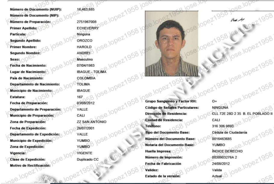 Harold Andrés Echeverry, presunto feminicida de Michel González