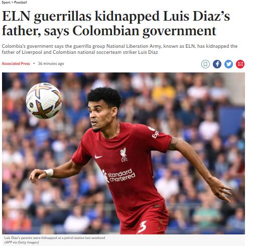 El padre de Luis Díaz fue secuestrado por el ELN