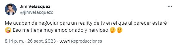 Foto: X @jimvelasquezo.