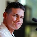 James Rodríguez en rueda de prensa con el São Paulo de Brasil.