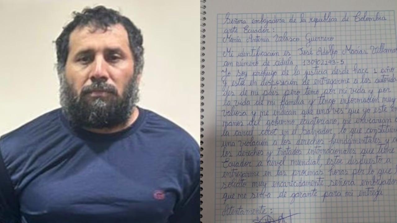 Supuesta carta que alias Fito habría enviado a la embajada de Colomba en Ecuador.
