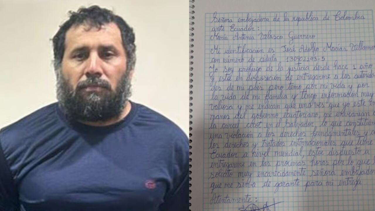Supuesta carta que alias Fito habría enviado a la Embajada de Colomba en Ecuador.