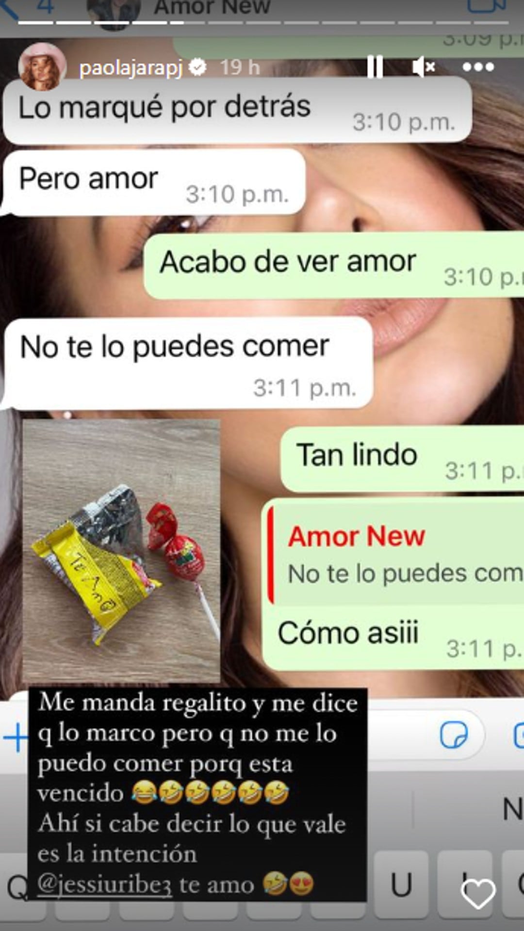 Historias de Instagram de Paola Jara.