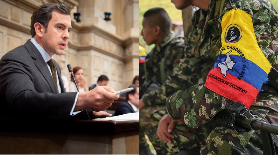 Rodrigo Lara, ministro del Interior; e imagen de referencia de grupo armado ilegal.
