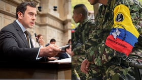 Rodrigo Lara, ministro del Interior; e imagen de referencia de grupo armado ilegal.