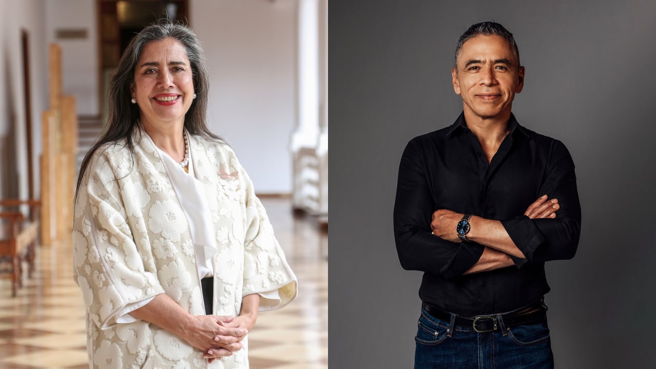 De izquierda a derecha: Ana Isabel Gómez, rectora de la Universidad del Rosario y Norman Chaparro, CEO y fundador de Inter Rapidísimo.